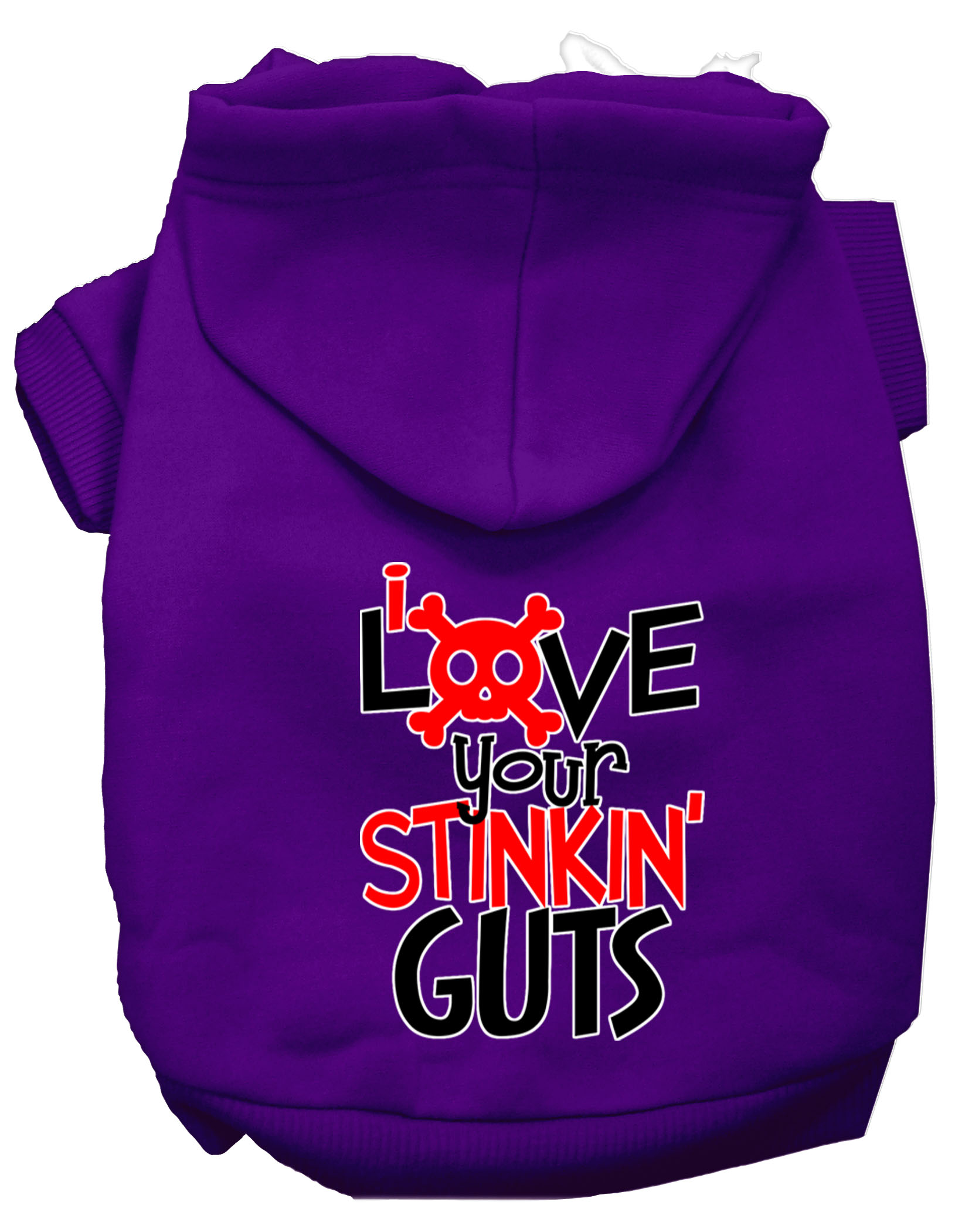 Love your Stinkin Guts Screen Print Dog Hoodie Purple L